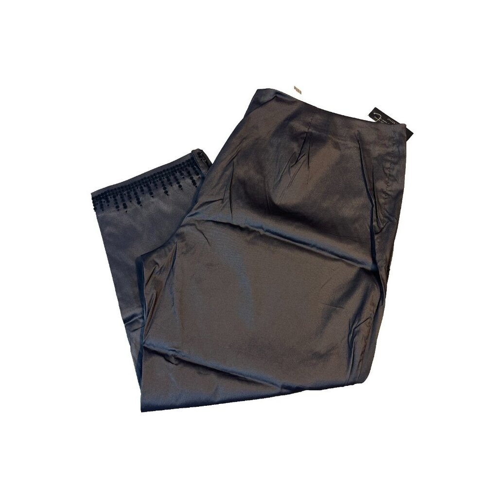 Venezia Jeans Clothing Co.‎ Women's Black Silver Beaded Cuff Dress Pants Size 26